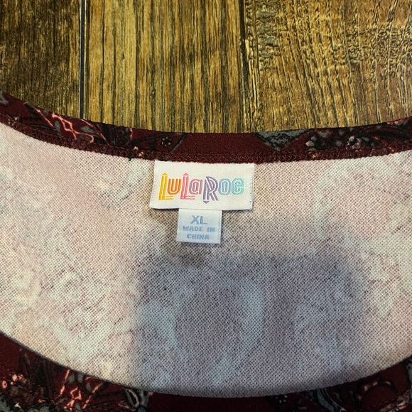 LuLaRoe Burgundy Floral Pattern Dress - Picture 3 of 4